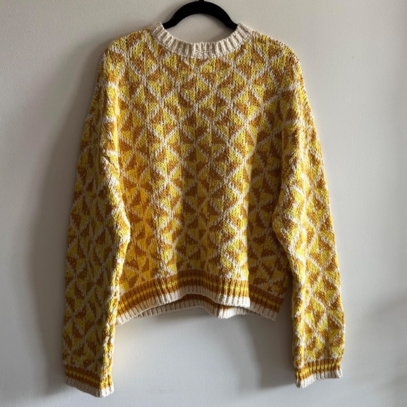 NWT MOTHER The Itsy Crochet Sweater Women’s Large All The Angles Gold Boho Luxe - Picture 5 of 12